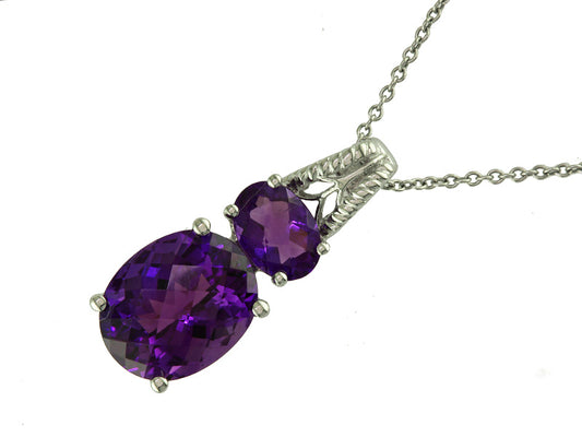 EFFY 14K WHITE GOLD AMETHYST PENDANT