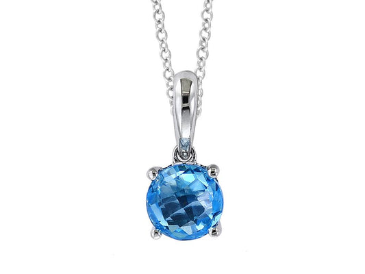 EFFY 14K WHITE GOLD BLUE TOPAZ PENDANT