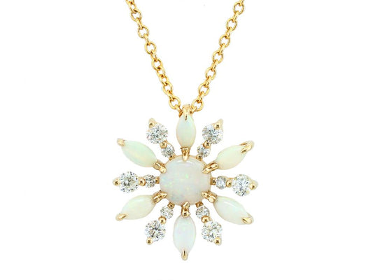 EFFY 14K YELLOW GOLD DIAMOND,OPAL PENDANT