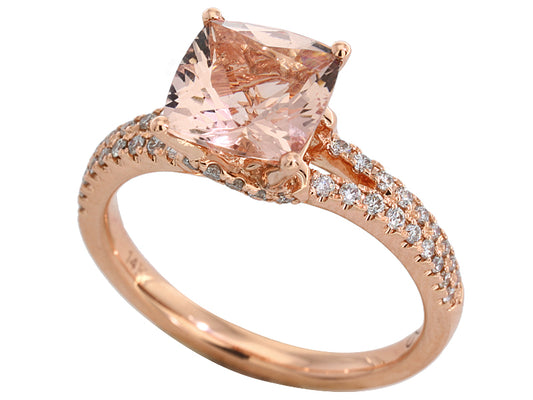 EFFY 18K ROSE GOLD DIAMOND,MORGANITE RING SIZE 5