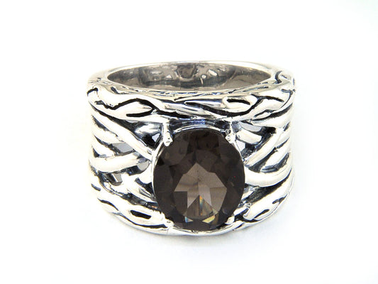 EFFY 925 STERLING SILVER SMOKY QUARTZ RING