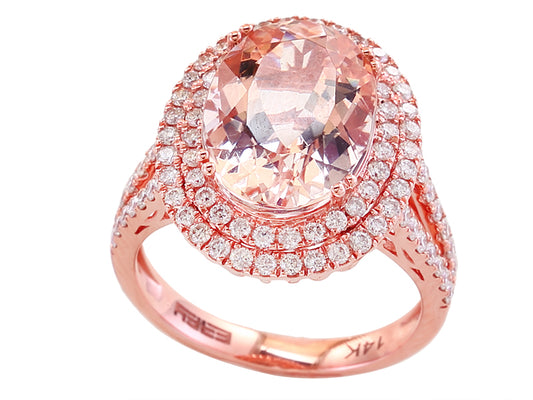 EFFY 14K ROSE GOLD DIAMOND,MORGANITE RING