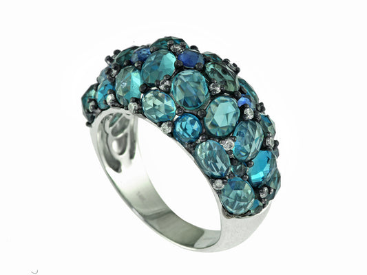 EFFY 14K WHITE GOLD DIAMOND and MULTICOLOR RING