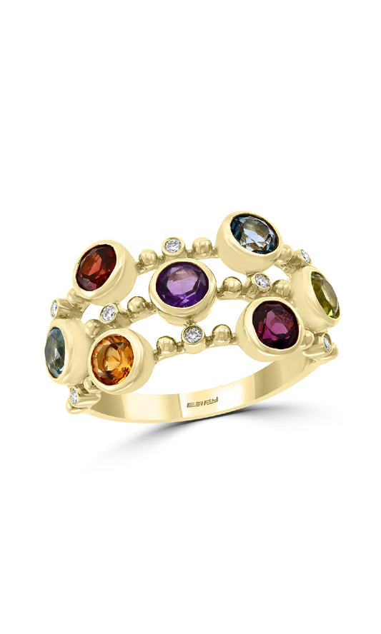 Effy 14K Yellow Gold Diamond, Amethyst, Blue Topaz, London Blue, Citrine, Garnet, Rhodolite, Peridot Ring