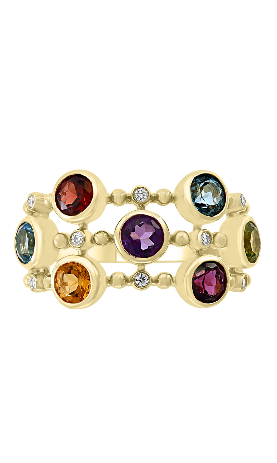 Effy 14K Yellow Gold Diamond, Amethyst, Blue Topaz, London Blue, Citrine, Garnet, Rhodolite, Peridot Ring