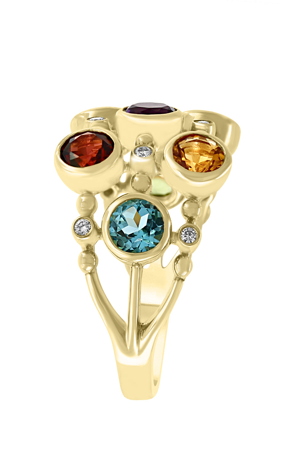 Effy 14K Yellow Gold Diamond, Amethyst, Blue Topaz, London Blue, Citrine, Garnet, Rhodolite, Peridot Ring