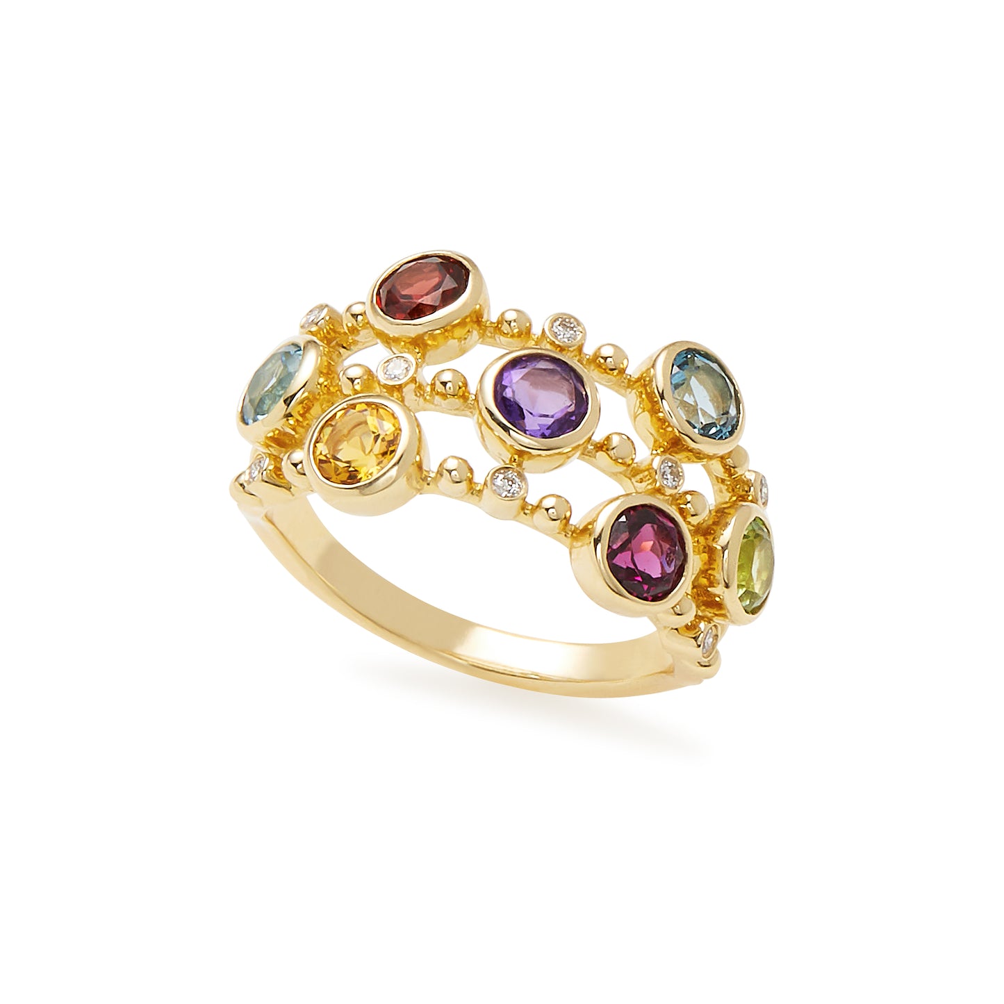 Effy 14K Yellow Gold Diamond, Amethyst, Blue Topaz, London Blue, Citrine, Garnet, Rhodolite, Peridot Ring