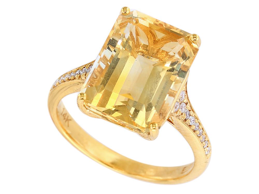 EFFY 14K YELLOW GOLD DIAMOND,CITRINE RING