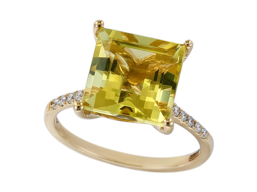 EFFY 14K YELLOW GOLD DIAMOND,LEMON QUARTZ RING