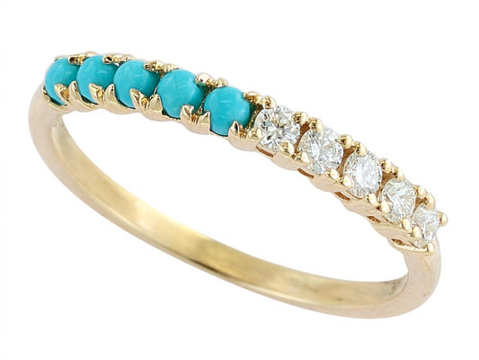 EFFY 14K YELLOW GOLD DIAMOND,TURQUOISE RING