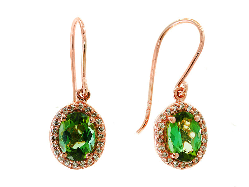 EFFY 14K ROSE GOLD DIAMOND GREEN TOURMALINE EARRINGS