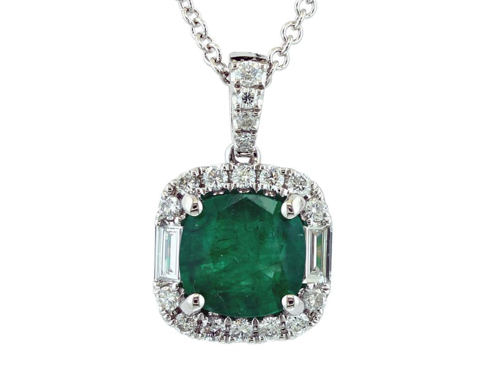 EFFY 18K WHITE GOLD NATURAL EMERALD PENDANT