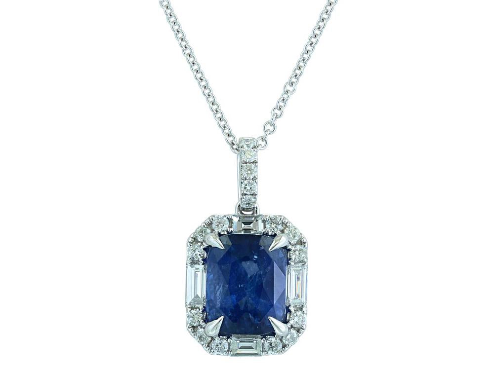 EFFY 18K WHITE GOLD NATURAL CEYLON SAPPHIRE PENDANT