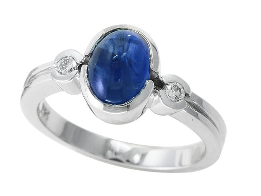 EFFY 14K WHITE GOLD DIAMOND,NATURAL SAPPHIRE RING