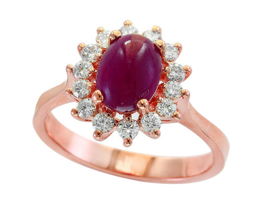 EFFY 14K ROSE GOLD DIAMOND,NATURAL RUBY RING