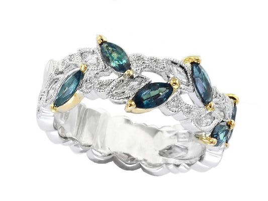 EFFY 18K WHITE and YELLOW GOLD DIAMOND,ALEXANDRITE RING