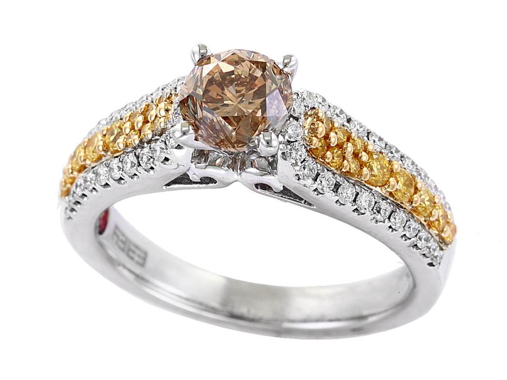 EFFY 18K WHITE and YELLOW GOLD DIAMOND,ESPRESSO DIAMOND,NATURAL YELLOW DIAMOND,,BROWN DIAMOND RING