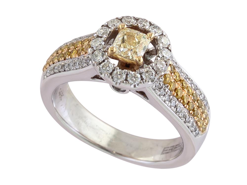 EFFY 14K WHITE and YELLOW GOLD DIAMOND,NATURAL YELLOW DIAMOND, RING