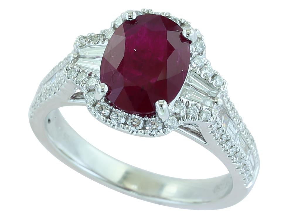 EFFY 18K WHITE GOLD NATURAL RUBY RING