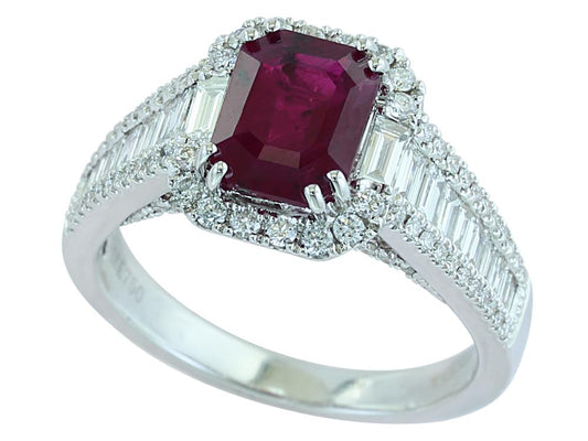 EFFY 18K WHITE GOLD NATURAL RUBY RING