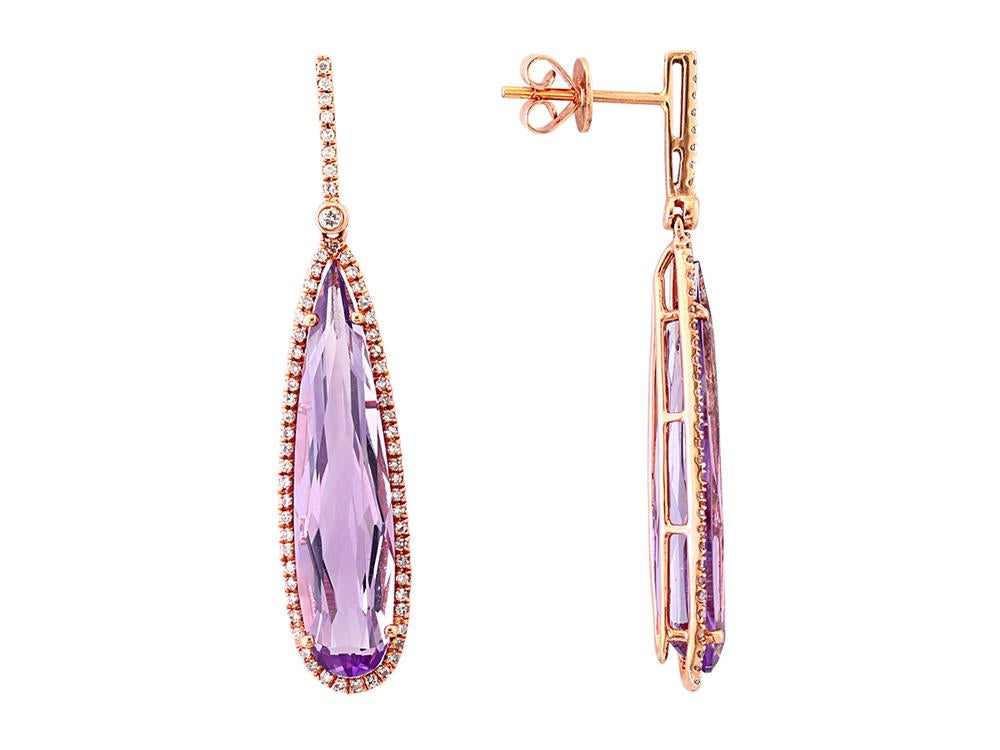 EFFY 14K ROSE GOLD ,AMETHYST EARRINGS