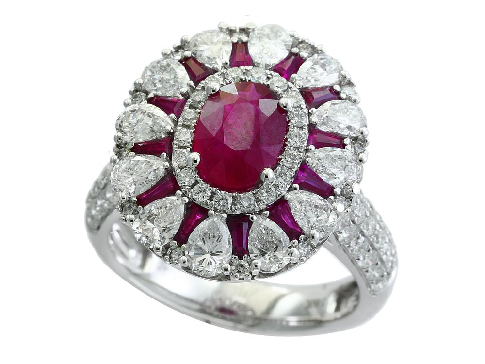 EFFY 18K WHITE GOLD  RUBY RING