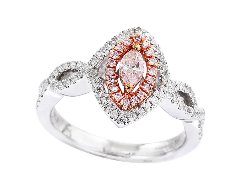 EFFY 18K WHITE/ROSE GOLD ,WHITE AND PINK DIAMOND RING