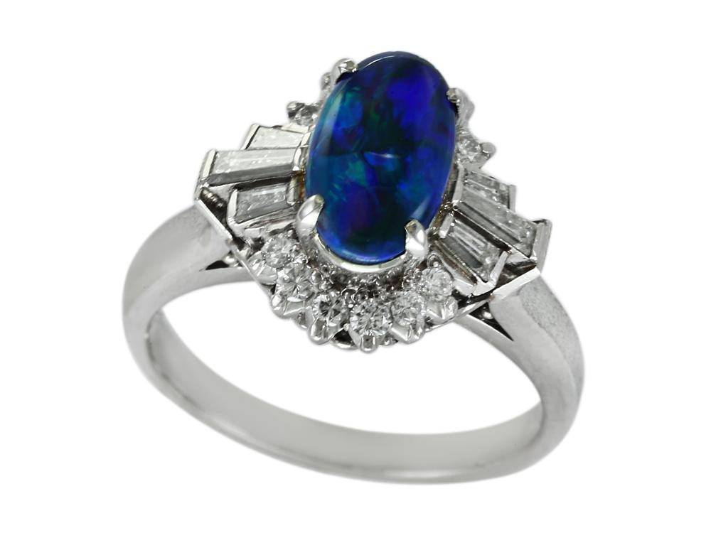 EFFY PLATINUM , DIAMOND AND BLACK OPAL RING