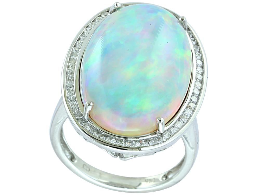 EFFY 14K WHITE GOLD ,OPAL RING