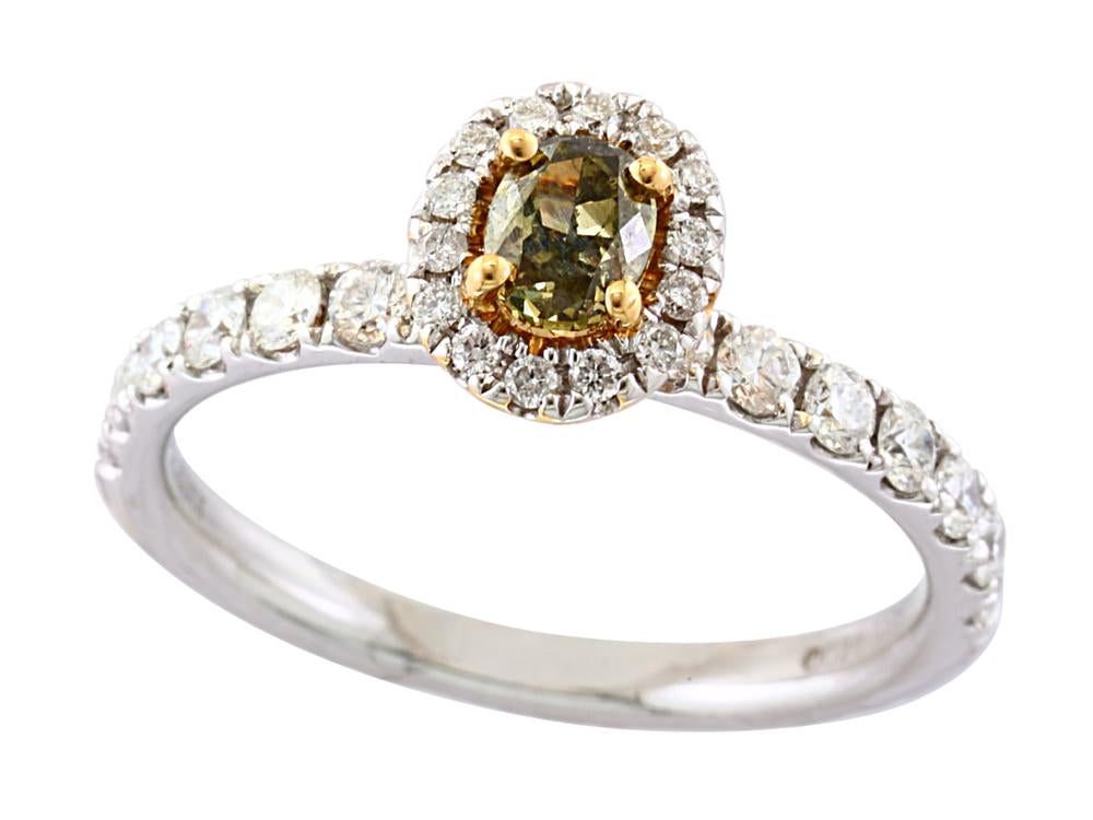 EFFY 18K WHITE and YELLOW GOLD FANCY COLOR DIAMOND RING