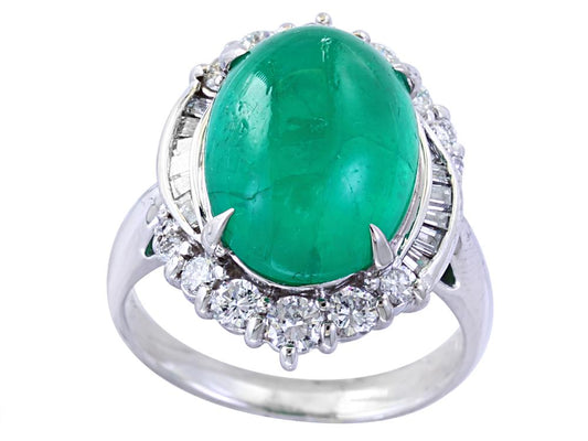 EFFY PLATINUM DIAMOND AND EMERALD  RING