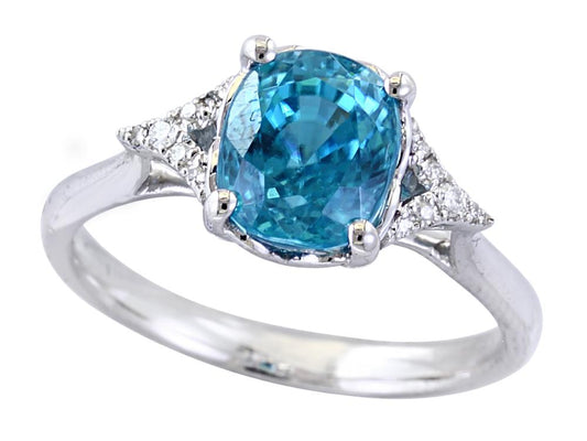 EFFY 14K WHITE GOLD ,BLUE ZIRCON RING