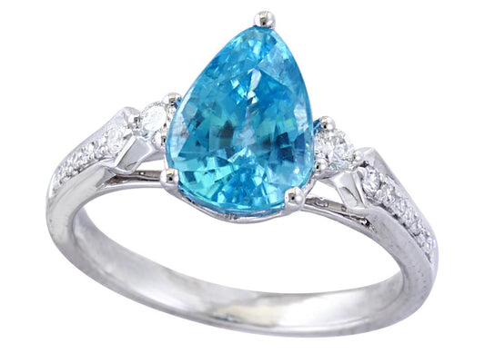 EFFY 14K WHITE GOLD ,BLUE ZIRCON RING