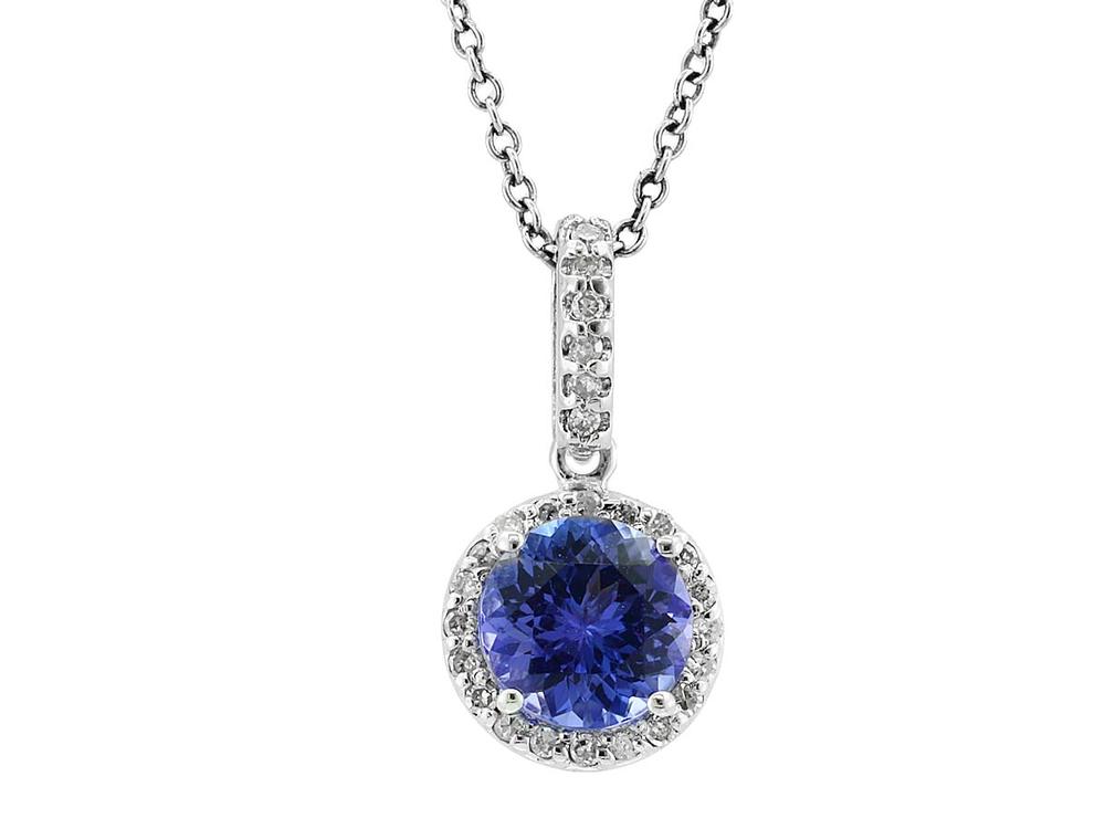 EFFY 14K WHITE GOLD DIAMOND,TANZANITE PENDANT