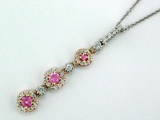 EFFY 14K WHITE and YELLOW GOLD DIAMOND,PINK SAPPHIRE PENDANT