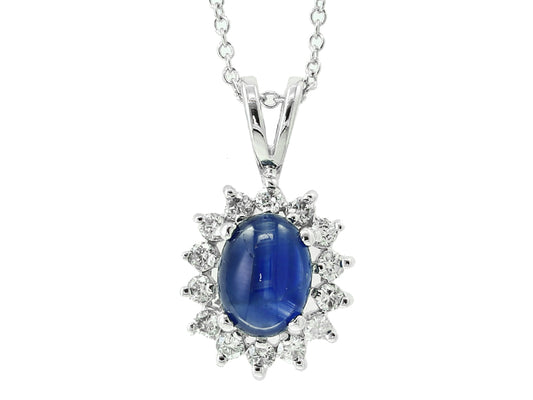 EFFY 14K WHITE GOLD DIAMOND,NATURAL SAPPHIRE PENDANT