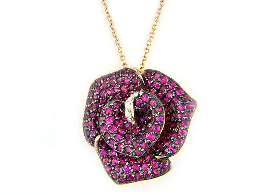 EFFY 14K ROSE GOLD DIAMOND,NATURAL RUBY PENDANT