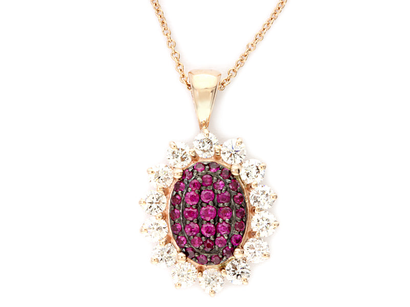 EFFY 14K ROSE GOLD DIAMOND,NATURAL RUBY PENDANT