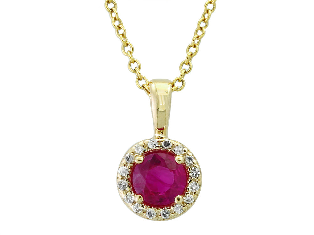 EFFY 14K YELLOW GOLD DIAMOND,NATURAL RUBY PENDANT