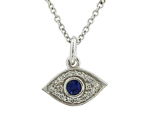 EFFY 14K WHITE GOLD DIAMOND,NATURAL SAPPHIRE PENDANT