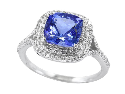 EFFY 14K WHITE GOLD DIAMOND,TANZANITE RING