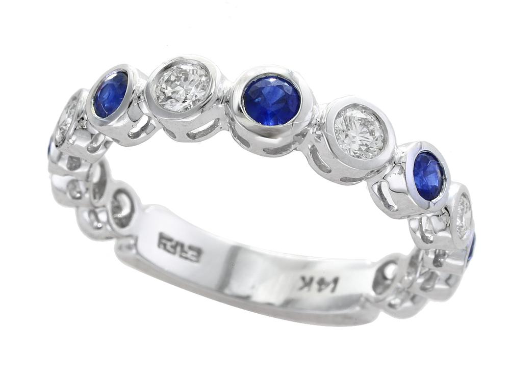 EFFY 14K WHITE GOLD DIAMOND,NATURAL SAPPHIRE RING