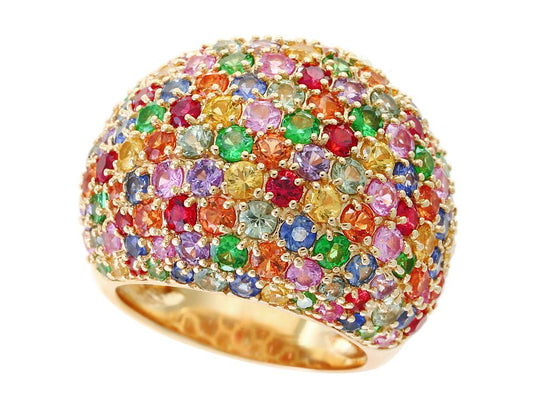 EFFY 14K YELLOW GOLD NATURAL CEYLON SAPPHIRE,GREEN SAPPHIRE,RED SAPPHIRE,ORANGE SAPPHIRE,PINK SAPPHIRE,PURPLE SAPPHIRE,TSAVORITE,YELLOW SAPPHIRE RING