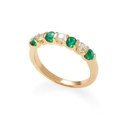 Effy 14K Yellow Gold Diamond, Natural Emerald Ring