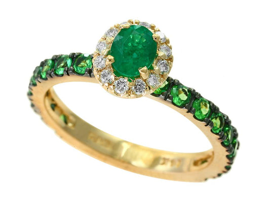 EFFY 14K YELLOW GOLD DIAMOND,NATURAL EMERALD,TSAVORITE RING