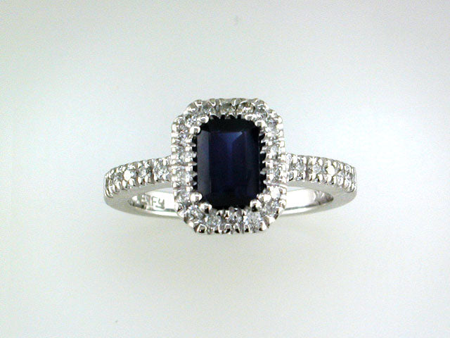 EFFY 14K WHITE GOLD DIAMOND,NATURAL SAPPHIRE RING