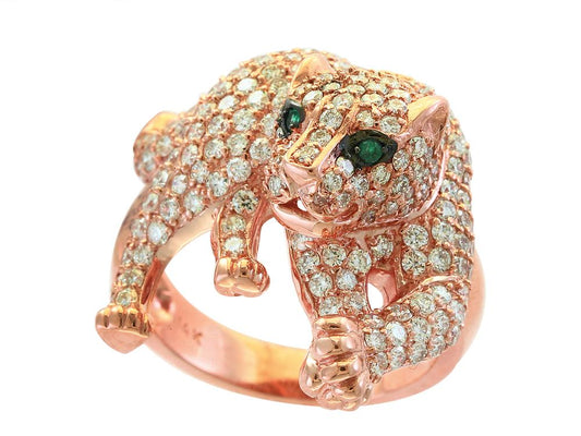 EFFY 14K ROSE GOLD DIAMOND,NATURAL EMERALD RING