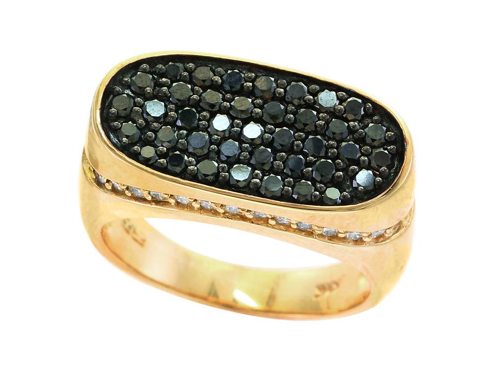 EFFY 14K YELLOW GOLD DIAMOND,BLACK DIAMOND, RING