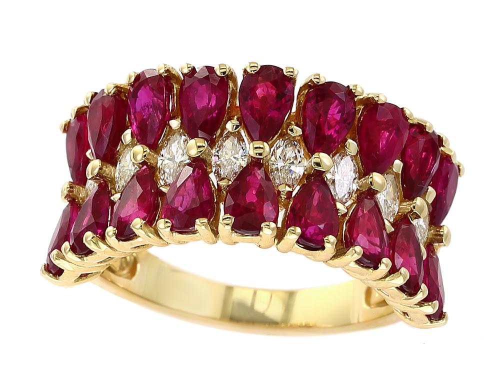 EFFY 14K YELLOW GOLD DIAMOND,NATURAL RUBY RING