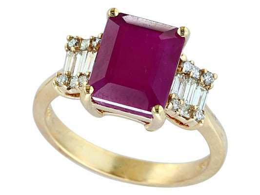 EFFY 14K YELLOW GOLD DIAMOND,NATURAL RUBY RING